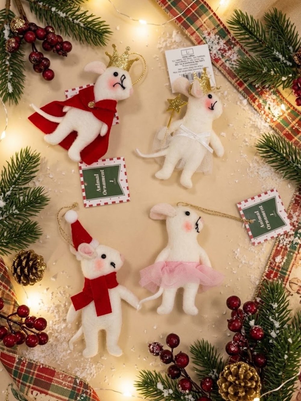 NEW Target Bullseye Playground Christmas Mice Animal Ornaments